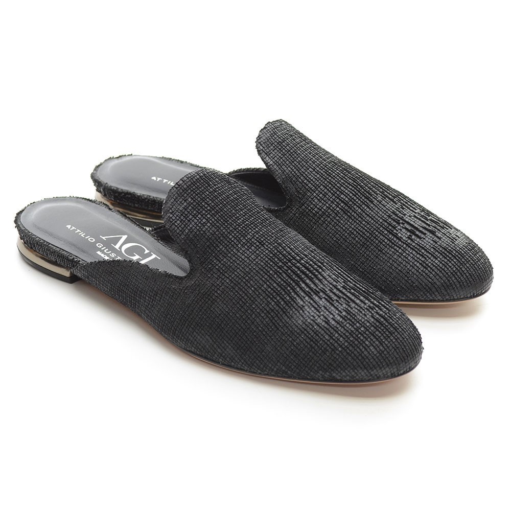 Attilio Giusti Leombruni AGL Black Textured Mule 37 New